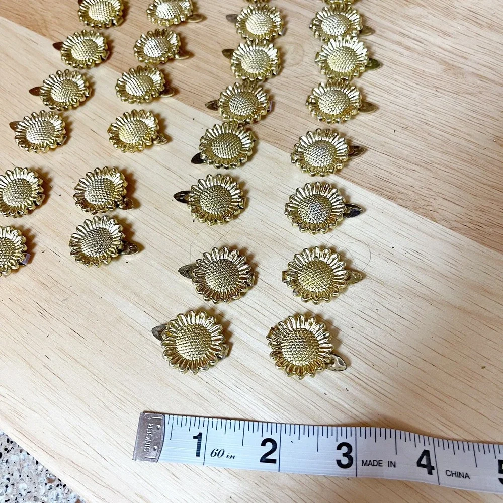 Vintage 80s 90s Gold Sunflower Plastic Snap Tight Hair Barrettes Shiny Goody